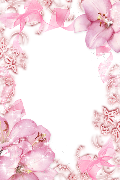 Transparent Pink Flowers PNG Photo Frame | Gallery Yopriceville - High