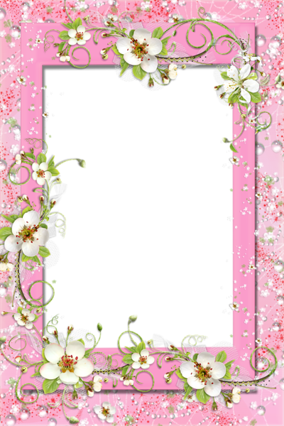 This png image - Transparent Pink PNG Frame with Flowers, is available for free download