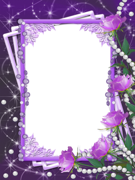 Transparent Purple Flower Frame | Gallery Yopriceville - High-Quality