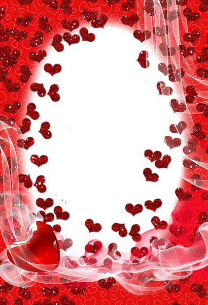 This png image - Transparent Red PNG Photo Frame with Hearts, is available for free download