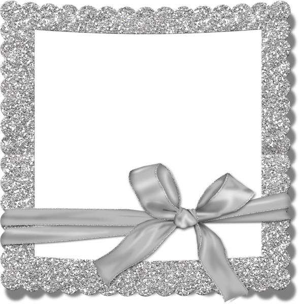 This png image - Transparent Silver Photo Frame with Bow, is available for free download