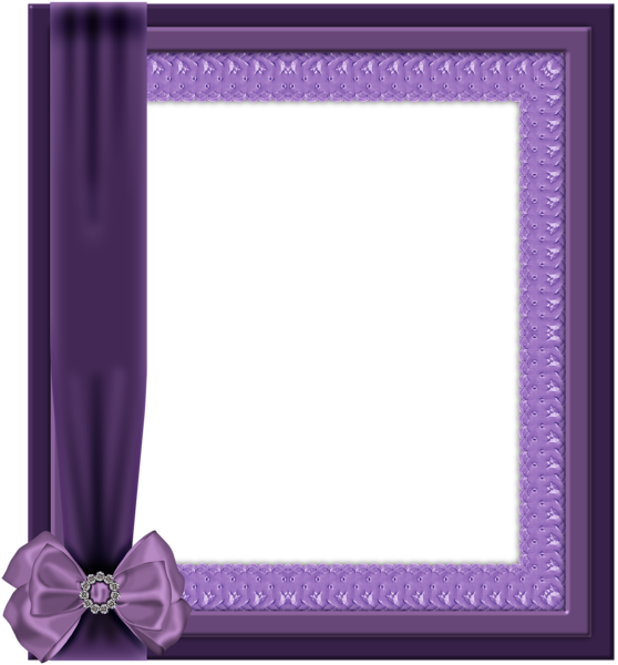 This png image - Violet Transparent PNG Frame with Bow, is available for free download
