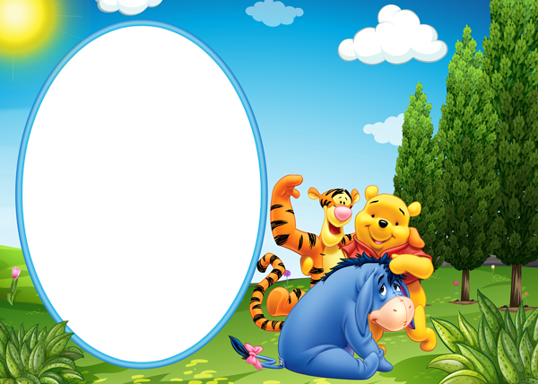 This png image - Winnie the Pooh Eeyore and Tiger Transparent PNG Kids Frame, is available for free download