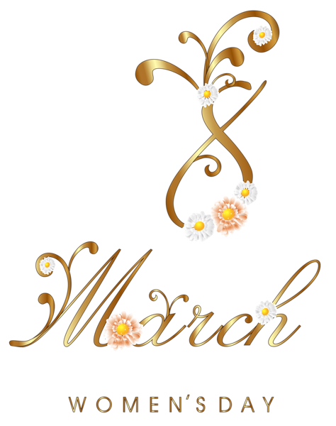 This png image - Gold March 8 with Flowers PNG Clipart Image, is available for free download