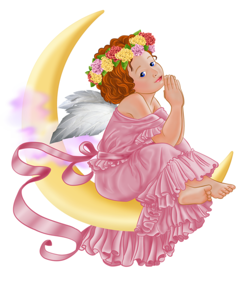 Angel and Moon PNG Picture