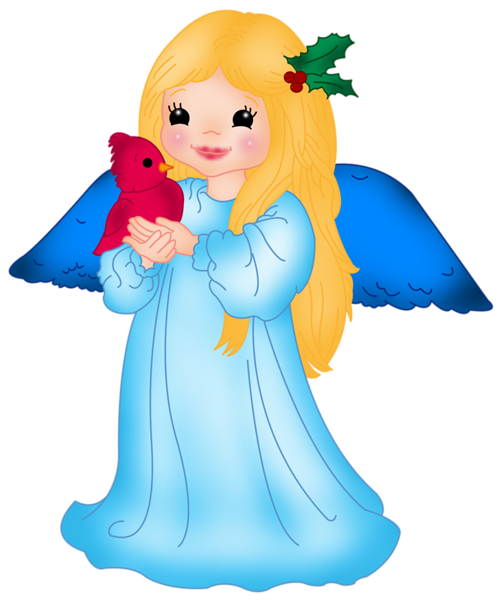 This png image - Blue Little Angel with Bird PNG Clipart, is available for free download