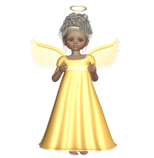 This png image - Cute 3D Angel with Gold Dress PNG Picture, is available for free download