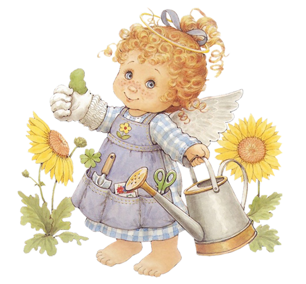 This png image - Cute Angel Gardener with Watering Can Free PNG Clipart, is available for free download