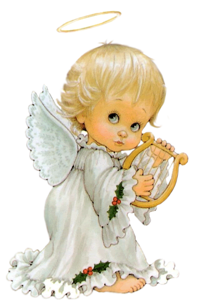 This png image - Cute Angel with Harp Free PNG Clipart Picture, is available for free download