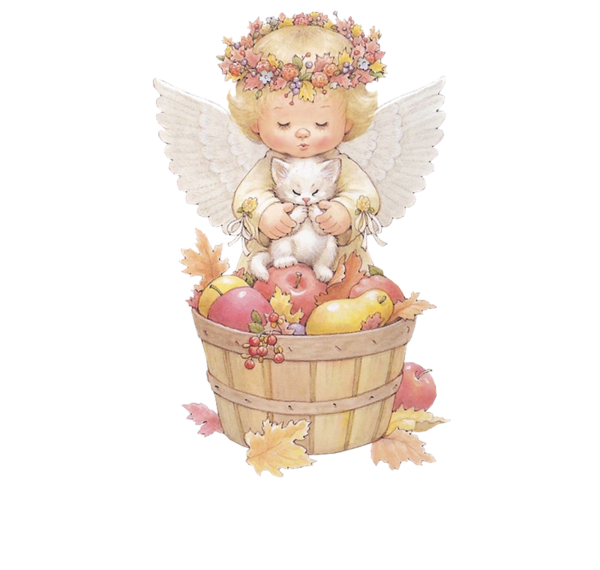 This png image - Cute Angel with Kitten Free Clipart, is available for free download