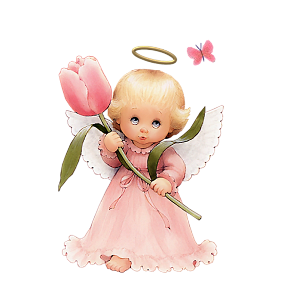 This png image - Cute Angel with Tulip Free Clipart, is available for free download