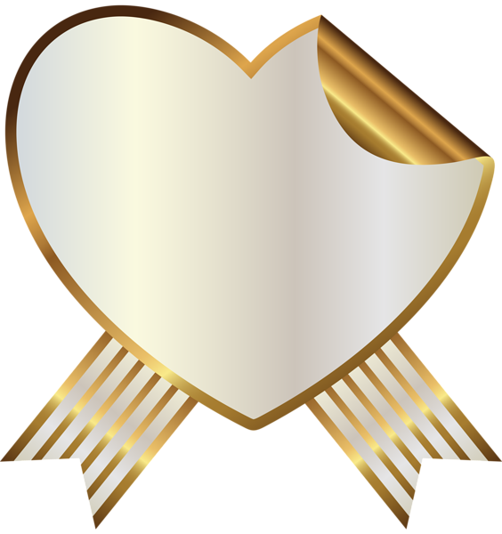 This png image - White and Gold Heart Seal with Ribbon PNG Clipart Image, is available for free download