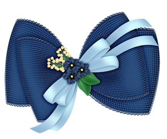 This png image - Beautiful Transparent Blue Bow with Flowers Clipart, is available for free download