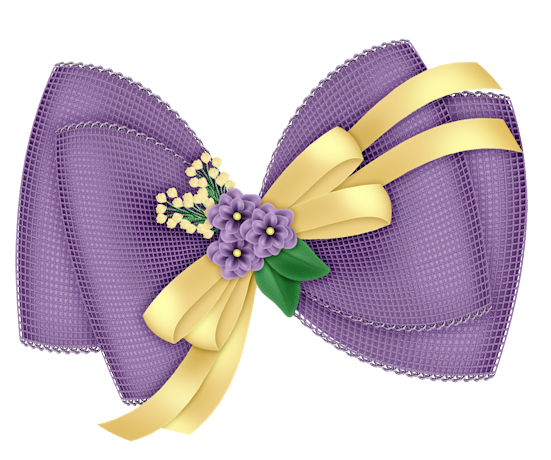 This png image - Beautiful Transparent Purple Bow with Flowers Clipart, is available for free download