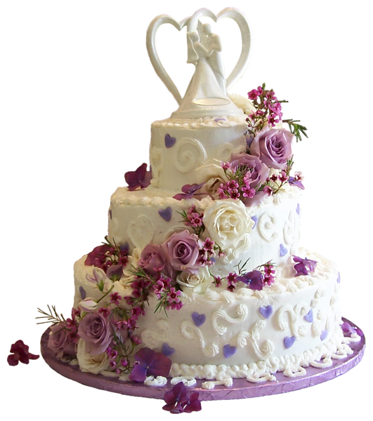 White_Wedding_Cake_with_Purple_Roses_PNG_Clipart.png