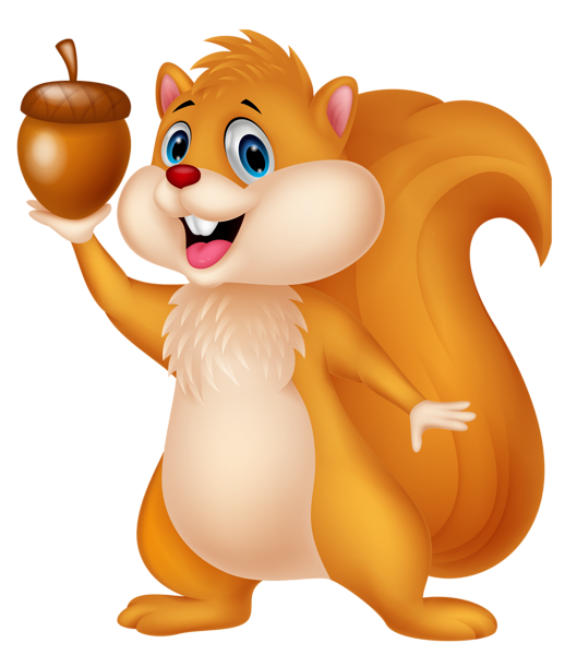 This png image - Cute Squirrel with Acorn PNG Cartoon Clipart, is available for free download