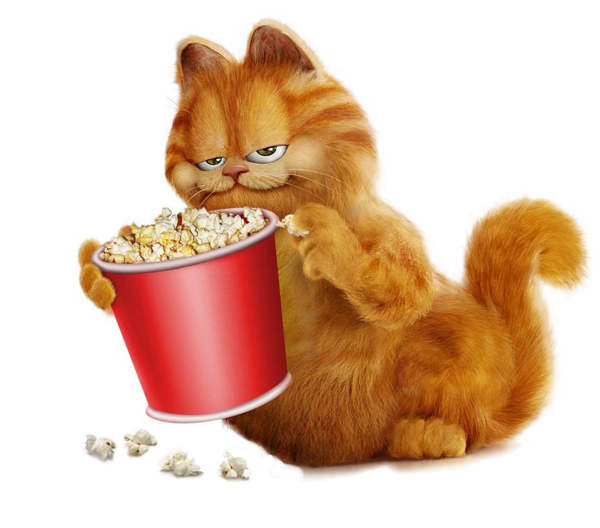 This png image - Garfield with Popcorn PNG Free Clipart, is available for free download