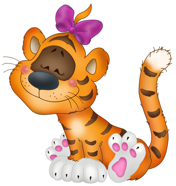 This png image - Tiger with Bow Cartoon Free Clipart, is available for free download