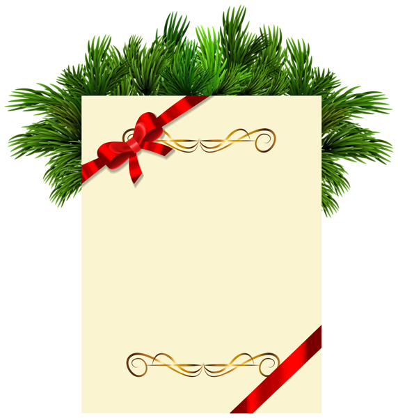This png image - Christmas Blank with Pine Branches PNG Clipart Picture, is available for free download