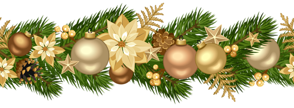 Christmas Decorative Golden Garland PNG Clip Art Image | Gallery Yopriceville - High-Quality