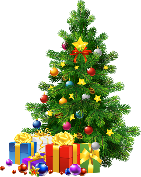 Large Transparent PNG Christmas Tree with Gifts