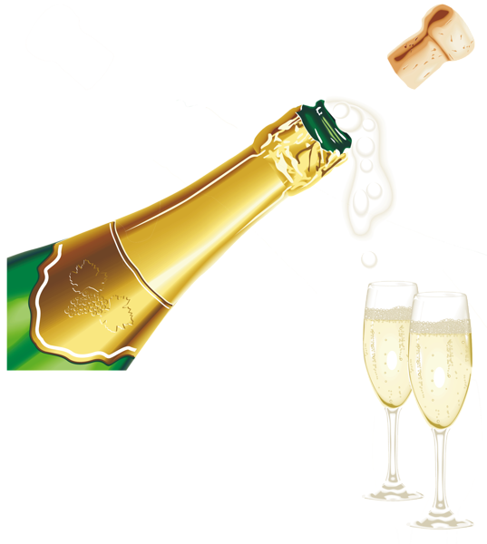 New Year Champagne with Glasses PNG Clipart Picture