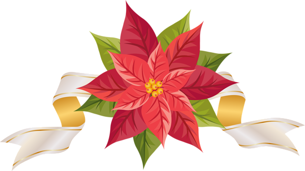 This png image - Poinsettia with Ribbon PNG Clipart Image, is available for free download