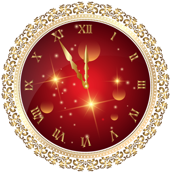 This png image - Red New Year's Clock PNG Transparent Clip Art Image, is available for free download