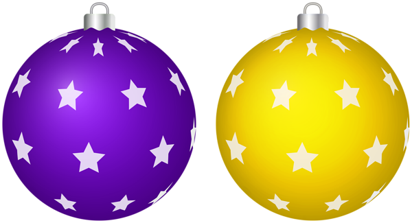 This png image - Starry Christmas Balls Purple Yellow PNG Clipart, is available for free download