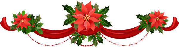 This png image - Transparent Christmas Garland with Poinsettias PNG Clipart, is available for free download