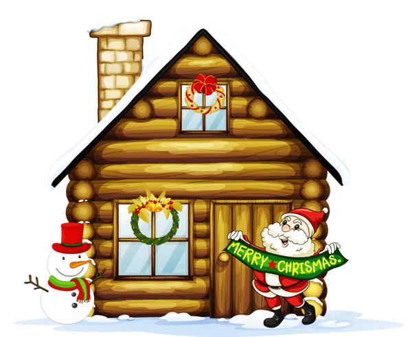 This png image - Transparent Christmas House with Santa and Snowman Clipart, is available for free download