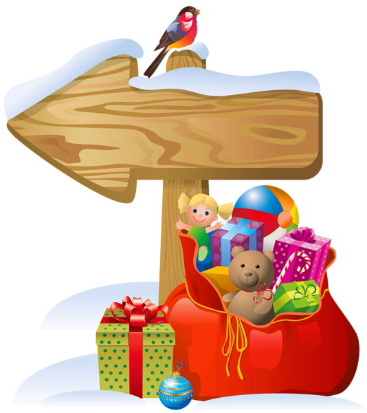 This png image - Transparent Christmas Sign and Santa Bag PNG Clipart, is available for free download