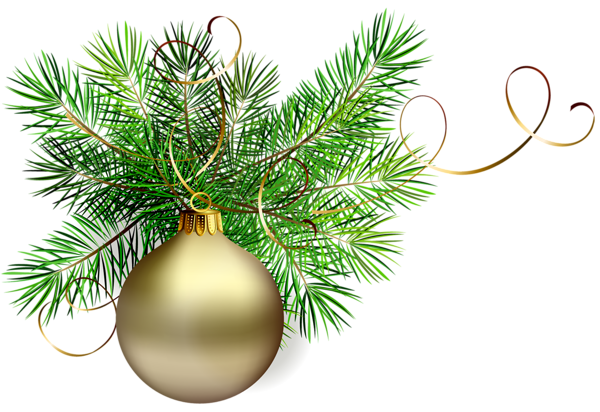 This png image - Transparent Gold Christmas Ball with Pine Clipart, is available for free download
