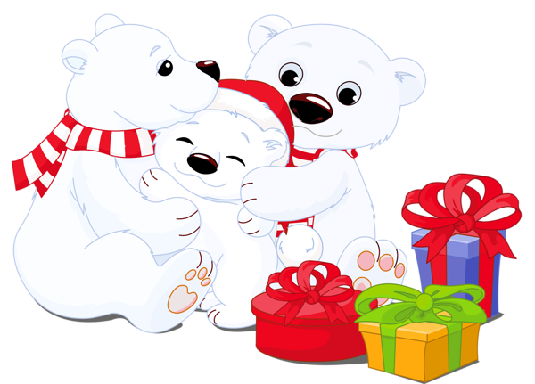 This png image - Transparent Polar Bears with Gifts PNG Clipart, is available for free download