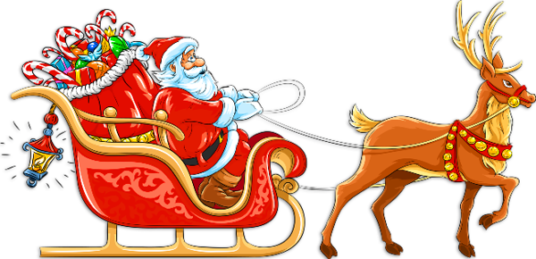 This png image - Transparent Santa with Sleigh and Deer Clipart, is available for free download