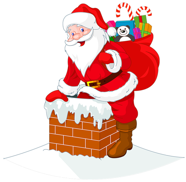 صور سانتا كلوز - صفحة 7 Transparent_Santawith_Chimney_Cipart