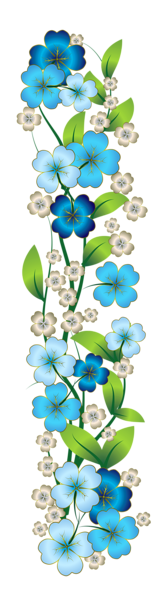 زخارف سكرابيه للتصميم  بنرات اشرطة ورود ستائر لتصميم بدون تحميل  Blue_Flower_Decor_PNG_Clipart