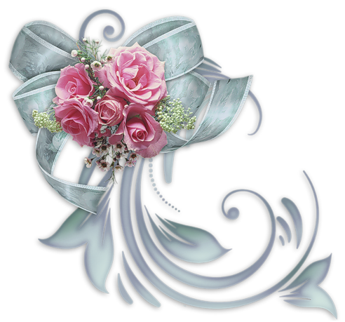 Bow with Roses PNG Decorative Element