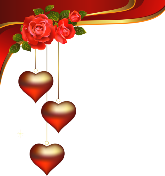 زخارف سكرابيه للتصميم  بنرات اشرطة ورود ستائر لتصميم بدون تحميل  Decorative_Hearts_Pendants_with%20Roses_Element_PNG_Clipart