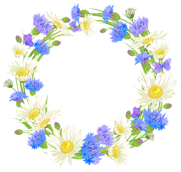 Flores hermosas y otras imagenes en PNG Field_Flowers_Wreath_PNG_Clipart