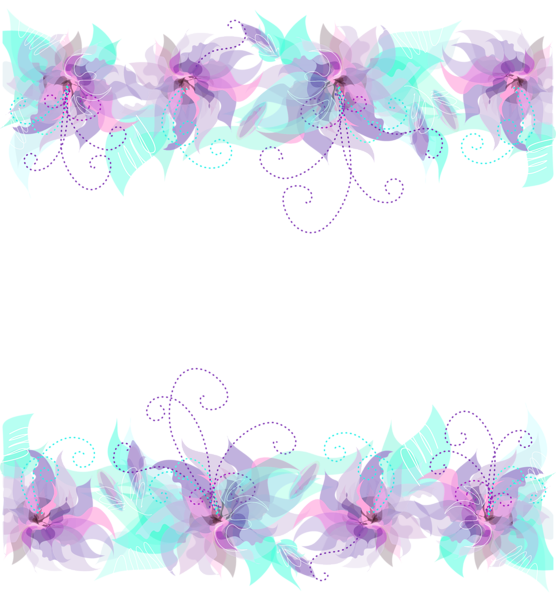 Flores hermosas y otras imagenes en PNG Floral_Pink_Purple_and_Blue_Decoration_PNG_Transparent_Clipart