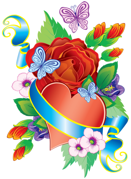 This png image - Heart and Flowers PNG Decorative Element, is available for free download