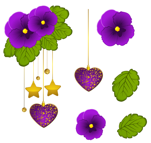 Flores hermosas y otras imagenes en PNG Purple_Violets_Decorative_Element_PNG_Clipart