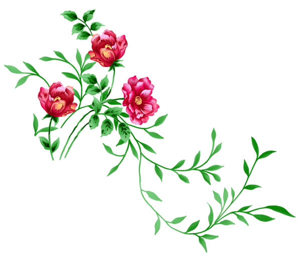 Flores hermosas y otras imagenes en PNG Red_Floral_Decor_PNG_Transparent_Clipart