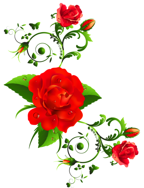 Flores hermosas y otras imagenes en PNG Red_Roses_Decor_Clipart