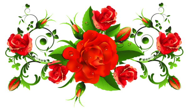Flores hermosas y otras imagenes en PNG Red_Roses_Decor_PNG_Picture