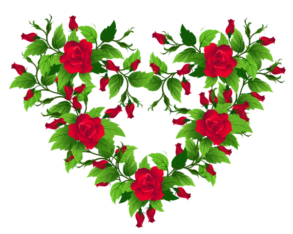 Flores hermosas y otras imagenes en PNG Red_Roses_Heart_Decor_PNG_Clipart_Picture