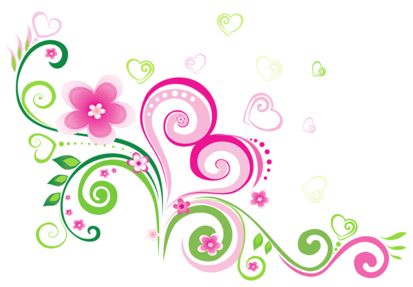 Flores hermosas y otras imagenes en PNG Transparent_Pink_and_Green_Decoration_PNG_Image