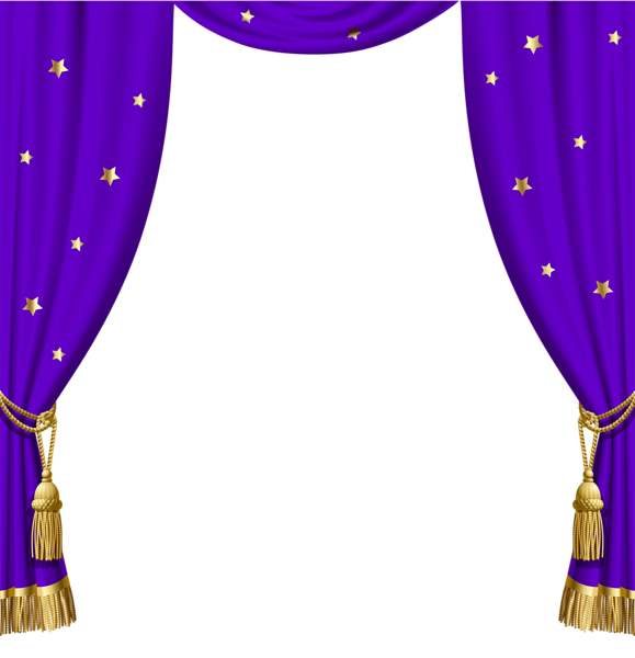 This png image - Transparent Purple Curtains with Gold Tassels and Stars, is available for free download