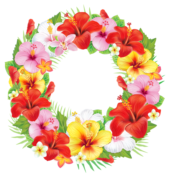 Flores hermosas y otras imagenes en PNG Wreath_of_Exotic_Flowers_PNG_Clipart_Picture
